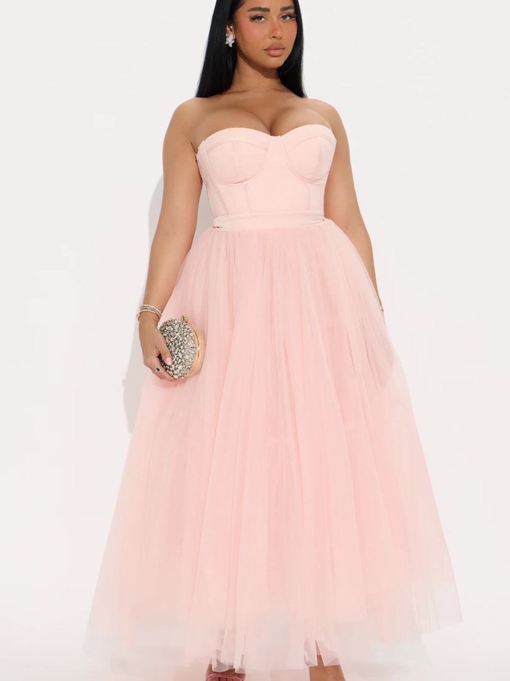 Fashion nova Dream Come True Tulle Midi Dress - Blush